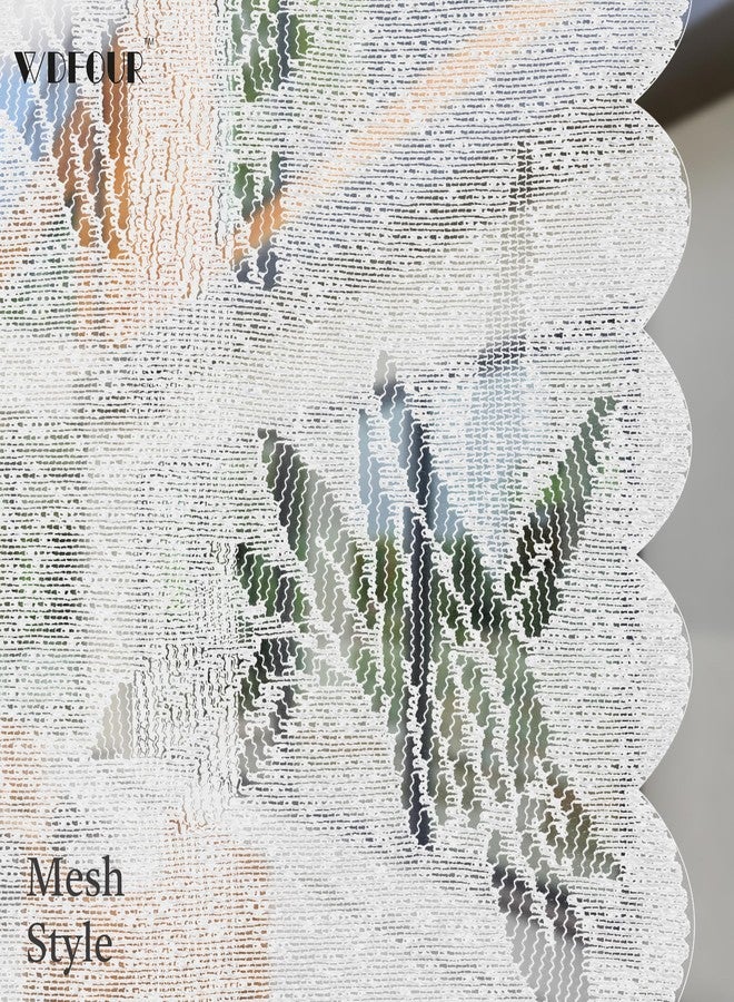 WdFour Semi-Sheer Lace Curtains for Living Room & Dining Room, Rod Pocket Vintage Sheer Drapes, Filter Sunlight with Elegant Shadows, Soft Light & Privacy(White, 52" W x 84" L) - Image 3